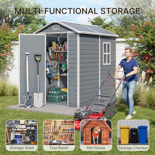 6x4 FT Outdoor Storage Shed with Floor (6.4 ft x 4.4 ft)