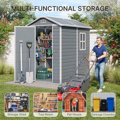 6x4 FT Outdoor Storage Shed with Floor (6.4 ft x 4.4 ft)