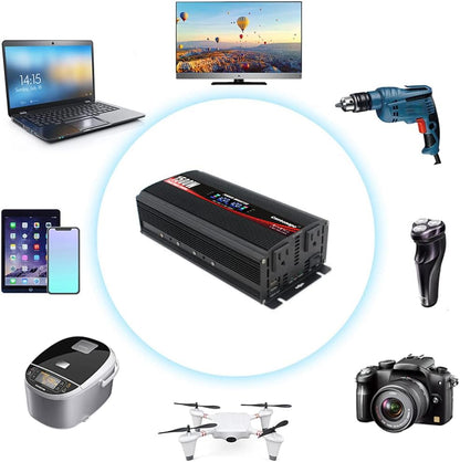 1500W Power Inverter 12V to 110V (Black)