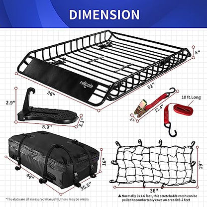 Roof Rack Basket 51" X 36" X 5" Rooftop Rack Cargo Carrier Universal (51 inches)