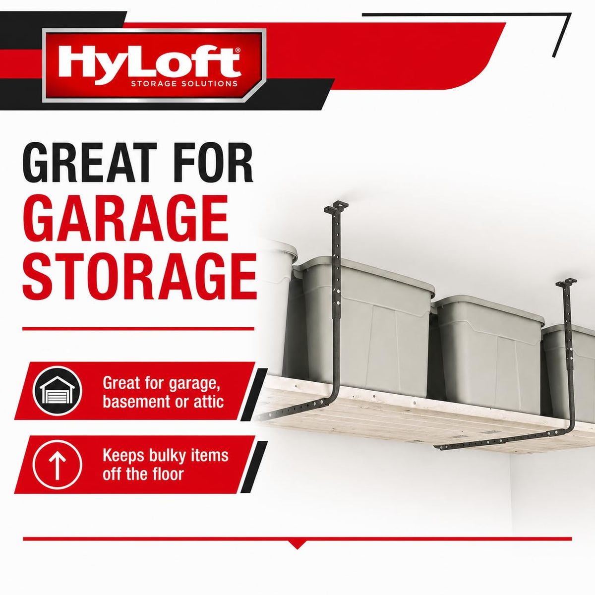Adjustable Garage Ceiling Mount Storage Rack Kit (Hammertone / Pack of 2)
