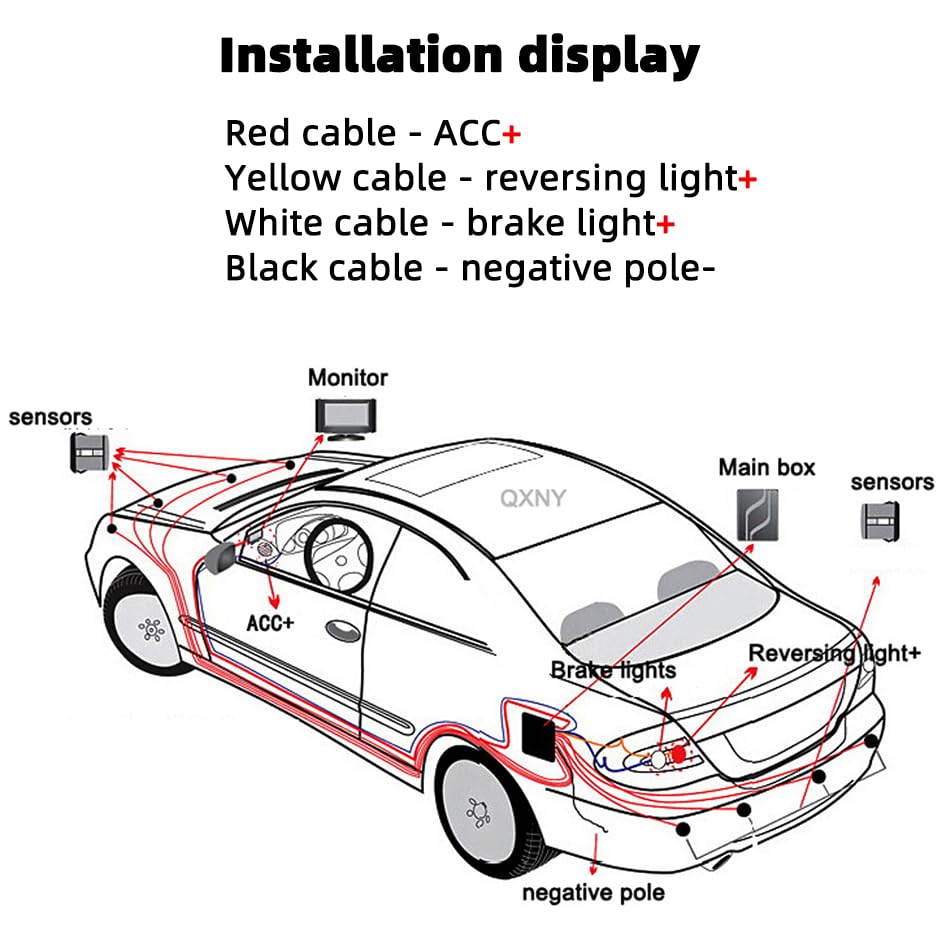 Car Parking Sensors Kit Reverse Radar parktronic System Auto Electronics Vehicle Back Assistant Reverse 8 Sensor (Red)