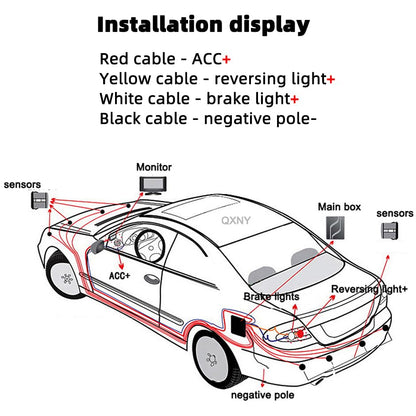 Car Parking Sensors Kit Reverse Radar parktronic System Auto Electronics Vehicle Back Assistant Reverse 8 Sensor (Red)