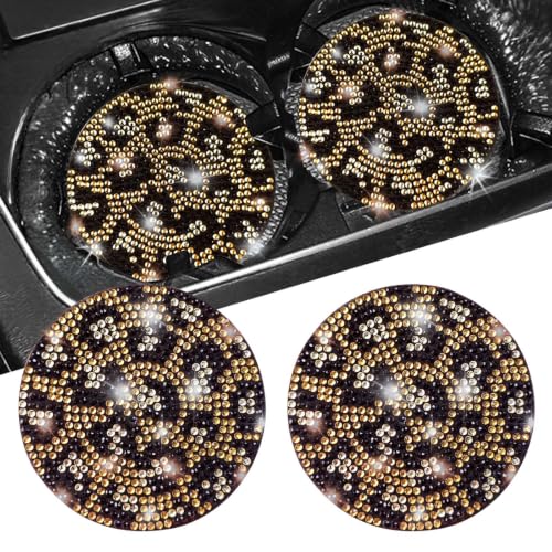 2pcs Bling Leopard Car Coasters (Leopard / 2pcs)