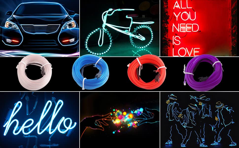 El Wire Neon Light Car Interior LED Lights (Ice blue / 5m)