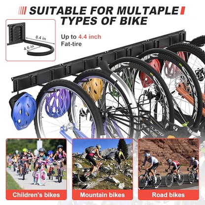 Bike Storage Rack (64in for 6 Bikes & 6 Helmets)
