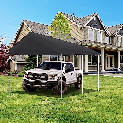10' x 20' Upgraded Carport Replacement Canopy Cover Grey for Car Garage Shelter Party Tent Top Tarp with Ball Bungees (10' x 20' / Gray)