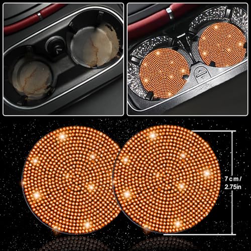 27 PCs Orange Bling Car Accessories Set for Women (Orange Diamond)