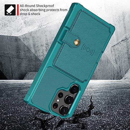 for Samsung Galaxy S22 Ultra Case with Card Holder (Green / Samsung Galaxy S22 Ultra)
