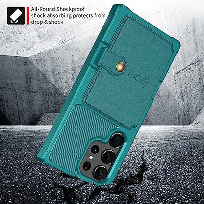 for Samsung Galaxy S22 Ultra Case with Card Holder (Green / Samsung Galaxy S22 Ultra)