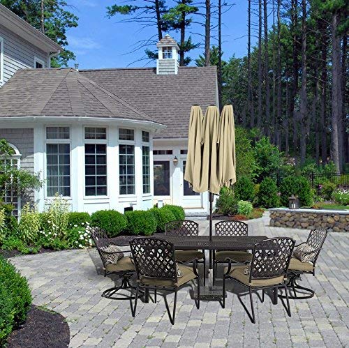 13ft Double Sided Twin Outdoor Patio Umbrella Market Umbrella (Beige)