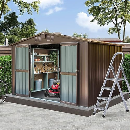Domi Outdoor 10' x 8' Storage Shed (10' x 8' Gable Roof / Brown)