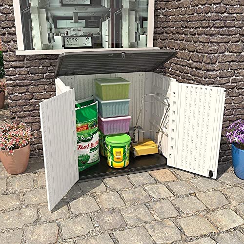 Horizontal Outdoor Garden Storage Shed for Backyards and Patios (Off White)