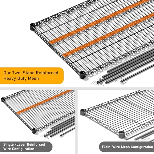 81.5''W Storage Shelves 3680LBS Garage Shelving Heavy Duty 4 Tier Metal Shelving Unit Adjustable Wire Shelf and Storage Pantry Shelves for Kitchen Garage