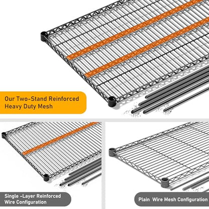 81.5''W Storage Shelves 3680LBS Garage Shelving Heavy Duty 4 Tier Metal Shelving Unit Adjustable Wire Shelf and Storage Pantry Shelves for Kitchen Garage