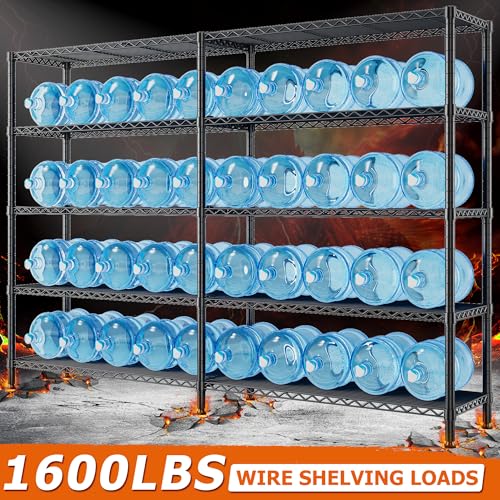 5 Tier Heavy Duty Storage Shelving Unit (Black-15.8"Dx69.8"Wx72.4"H-5 Tier)