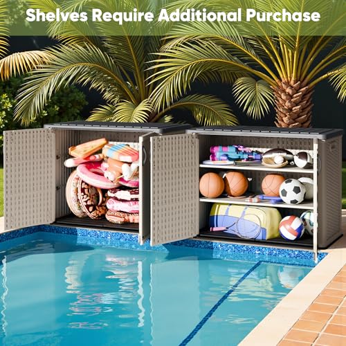 Outdoor Storage Cabinet 26 Cu Ft with Lockable Doors (Beige / 26 Cu Ft/Vertical)