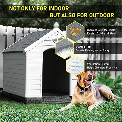 Large Dog House (Gray / 38.8"L x 35"W x 37.4"H)