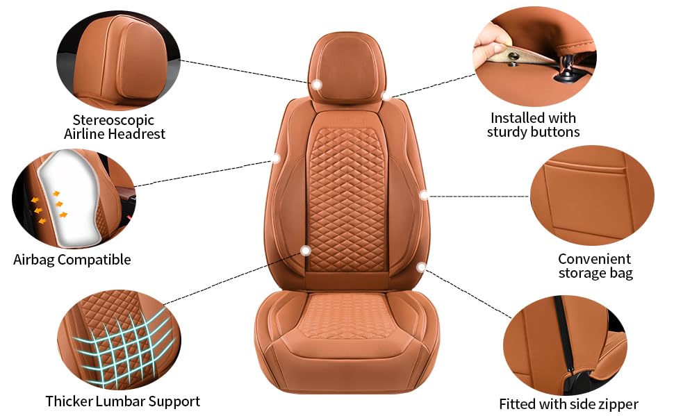 Car Seat Covers Full Set (2 Pack / Brown)