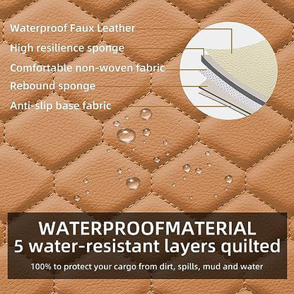 Car Seat Cover Full Set Leather Waterproof Front Rear Cognac (Cognac)