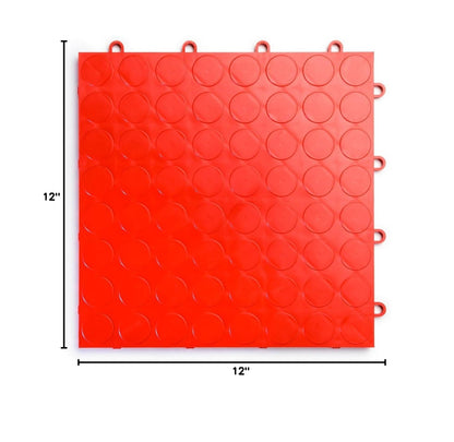 SnapLock RaceDeck CircleTrac 12"x12" Interlocking Garage Tiles (12 Pack / Red)