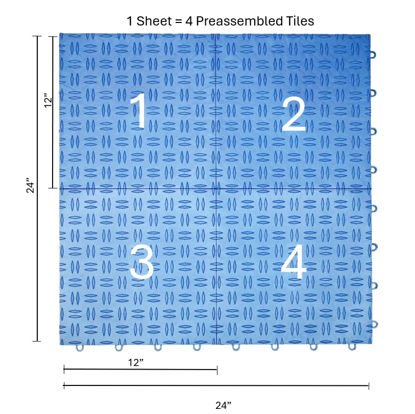 SnapLock GarageTrac 12"x12" Interlocking Garage Tiles (48 Pack / Blue)