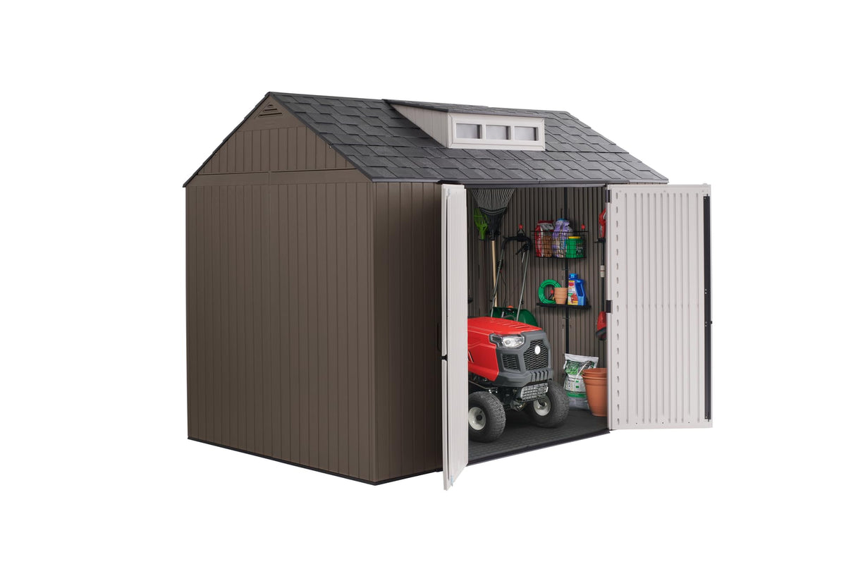 Extra Large Resin Outdoor Storage Shed With Floor (7'x10' / Brown)