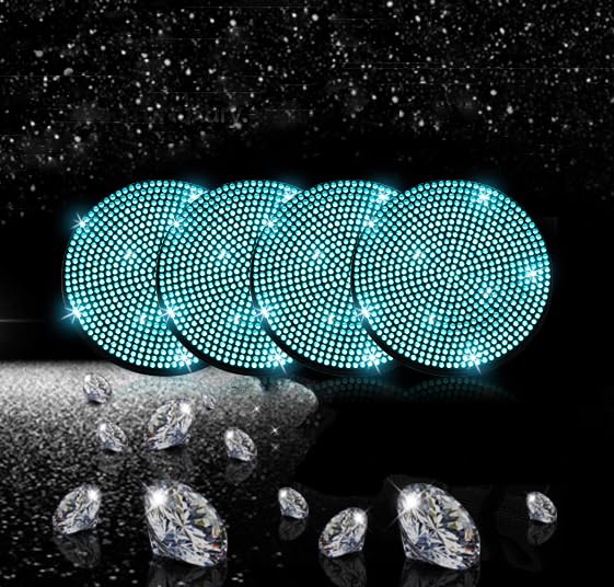 4pcs Bling Car Cup Holder Coaster (Aquamarine / 4pcs)