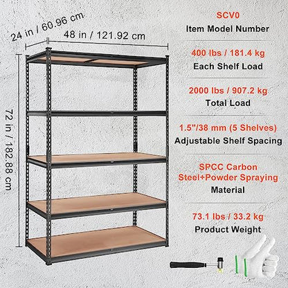 Storage Shelves 5 (24" D x 48" W x 72" H)