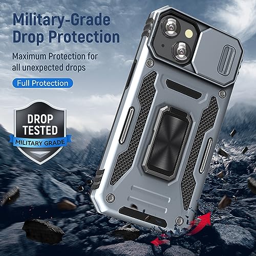 Phone Case for iPhone 15 Plus Case with Kickstand Ring Holder (★ iPhone 15 Plus 【6.7 inches】 / Grey)