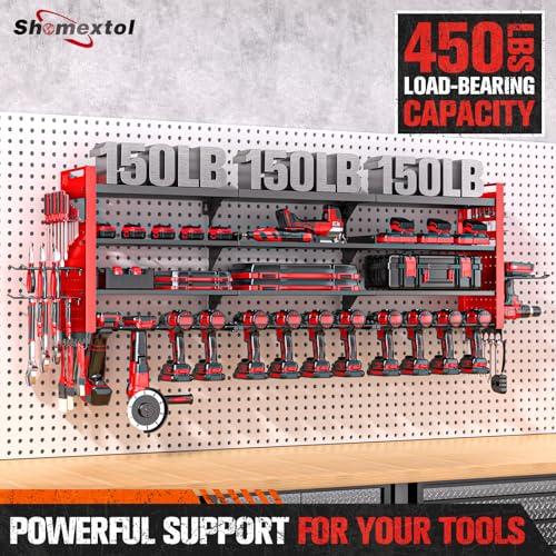 49.8" Power Tool Organizer Wall Mount (Red / 14 Drills Holder-4 Layers)