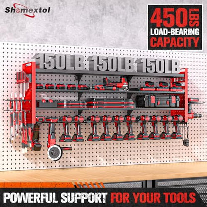49.8" Power Tool Organizer Wall Mount (Red / 14 Drills Holder-4 Layers)