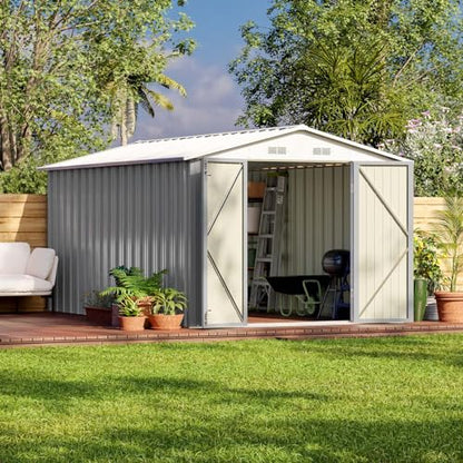8 x 12 FT Outdoor Storage Shed (Gray / 8x12 FT)