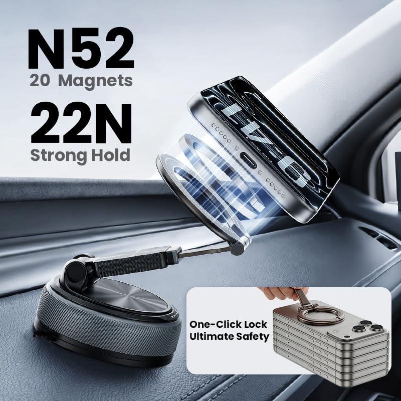 Magnetic Phone Mount for Car Dashboard (Grey(A20))