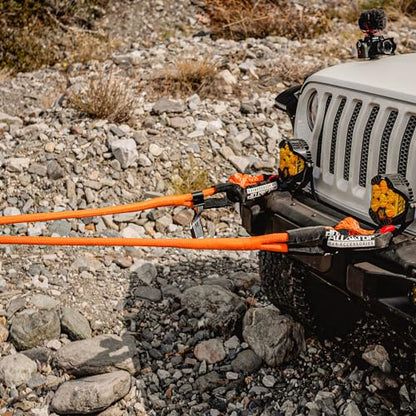Kinetic Recovery Rope Kit w (1"x30' (Orange) + 2pcs Soft Shackle)