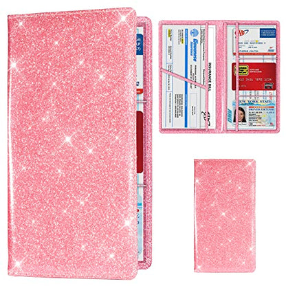Car Registration & Insurance Card Holder (Glitter Pink)