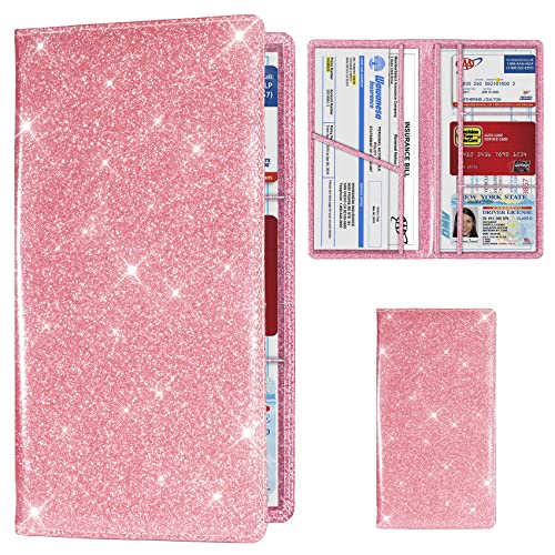 Car Registration & Insurance Card Holder (Glitter Pink)