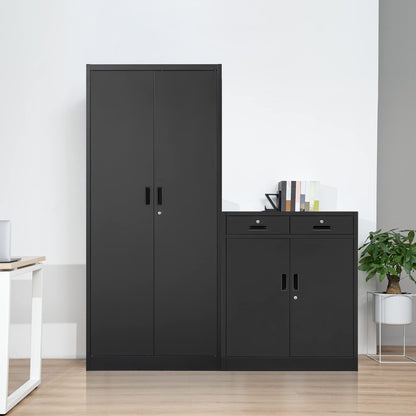 Metal Storage Cabinet (Black / 36" H x 32" W x 16" D)