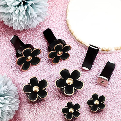 6 Pcs Daisy Vent Clips for Car (Black, / 1 Count (Pack of 6))