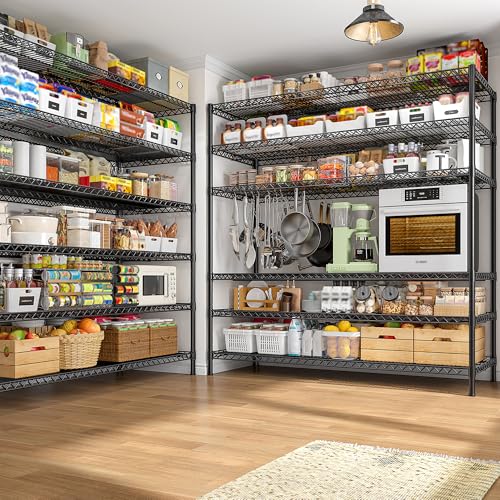 83"H Storage Shelves 3840LBS Metal Shelving Unit Garage Shelving Heavy Duty 6 Tier Commercial Adjustable Wire Shelving for Storage Rack for Pantry (83"H x 55.5"W x 18"D)
