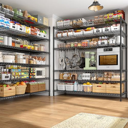 83"H Storage Shelves 3840LBS Metal Shelving Unit Garage Shelving Heavy Duty 6 Tier Commercial Adjustable Wire Shelving for Storage Rack for Pantry (83"H x 55.5"W x 18"D)