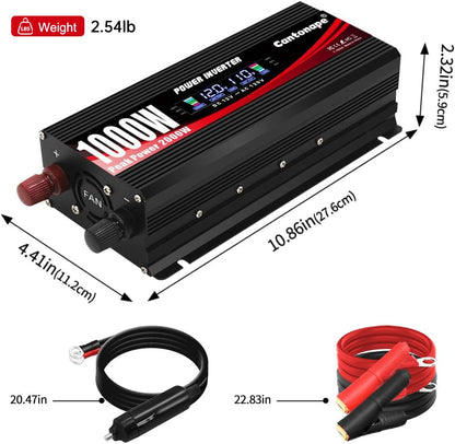 1000W Car Power Inverter DC 12V to 110V (Black)