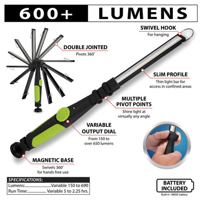 W2232 650 Lumen Rechargeable Folding Slim Work Light (650+LM Li-Ion Folding Slim Work Light)