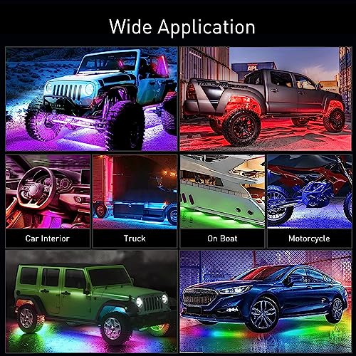 6PCS Dream Color LED Underglow Lights with APP & Remote Control (6Pcs RGB-IC Underglow Light)