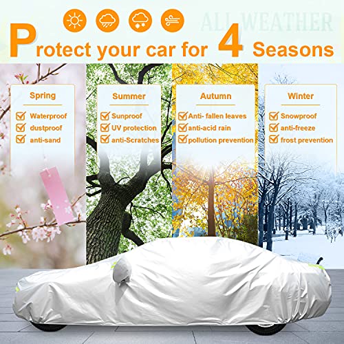 Car Covers Waterproof All Weather Snowproof Windproof (Sedan 193x72x59 inch)