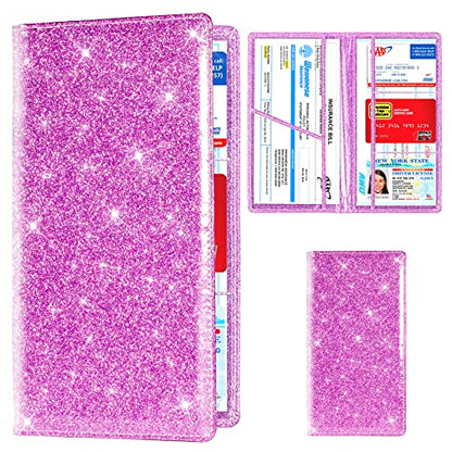 Car Registration and Insurance Card Holder (Glitter Purple)