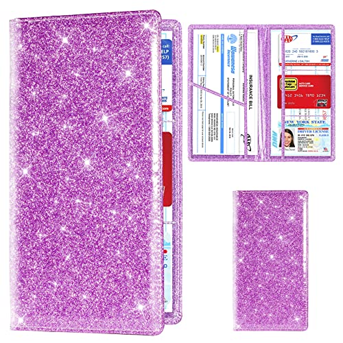 Car Registration and Insurance Card Holder (Glitter Purple)
