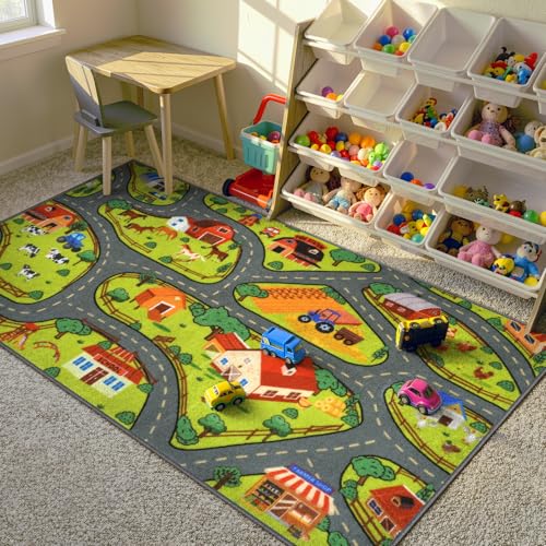 Kids Rug Play Mat (2'8" x 5' / Green Farm)