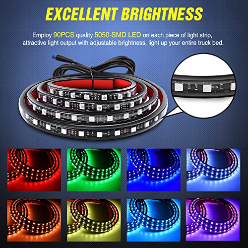 3PCS 60 Inch RGB Truck Bed Light Strip 270 LED Neon Accent LED (RGB (Red, Green, Blue) / Truck Bed Light Strip)