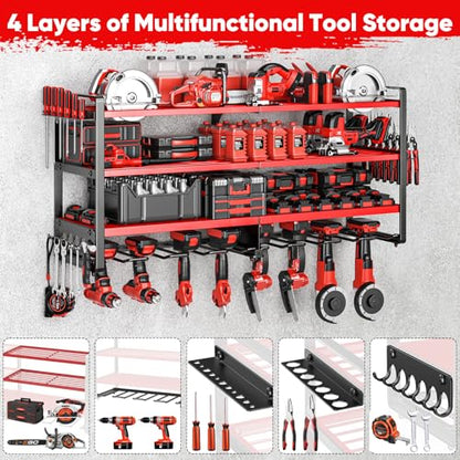 Upgrade Large power tool organizer Wall Mount (Red)